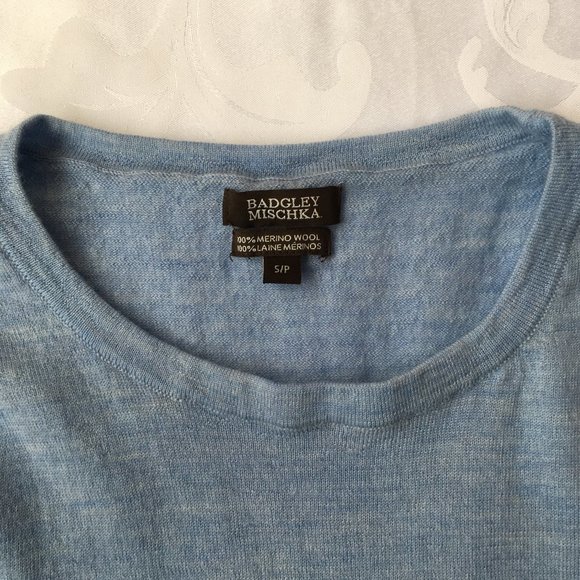 BADGLEY MISCHKA Blue Long-sleeve Merino Sweater, Small - Picture 4 of 14